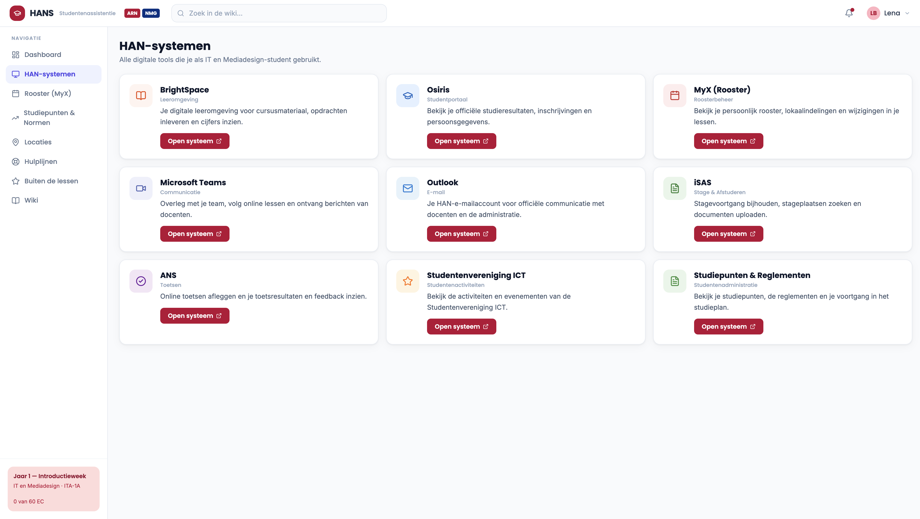HANS systems overview with BrightSpace, Osiris, and more